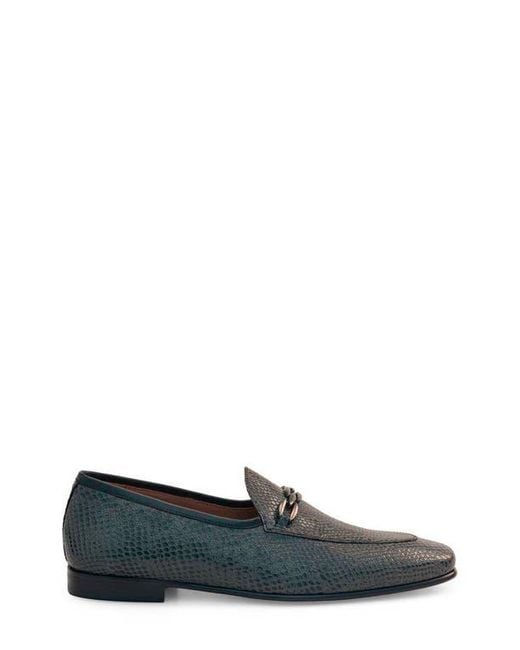Mezlan Black Bit Ornament Python Embossed Leather Loafer for men