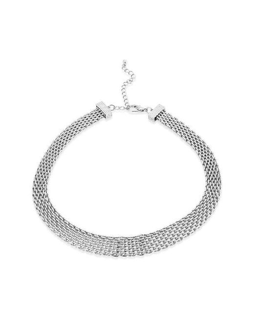 SAVVY CIE JEWELS Metallic Graduated Mesh Greek Key Collar Necklace