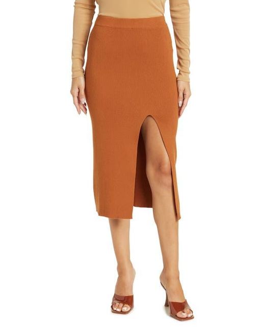 Alexia Admor Brown Split Midi Skirt