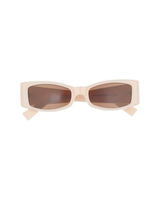 Le Specs White Pretense 54Mm Rectangular Sunglasses