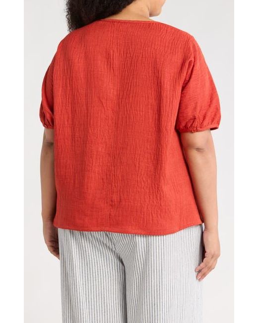 Max Studio Red Bubble Short Sleeve Top