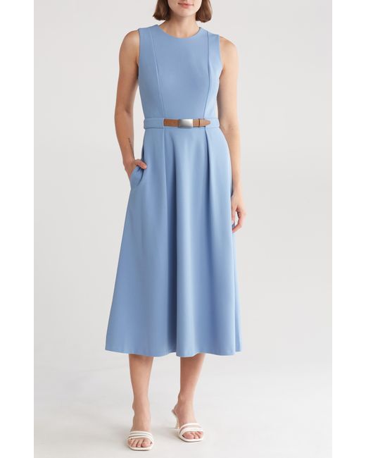 Calvin Klein Blue Belted Midi Dress