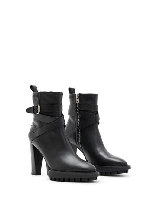 AllSaints Black Havana Platform Bootie