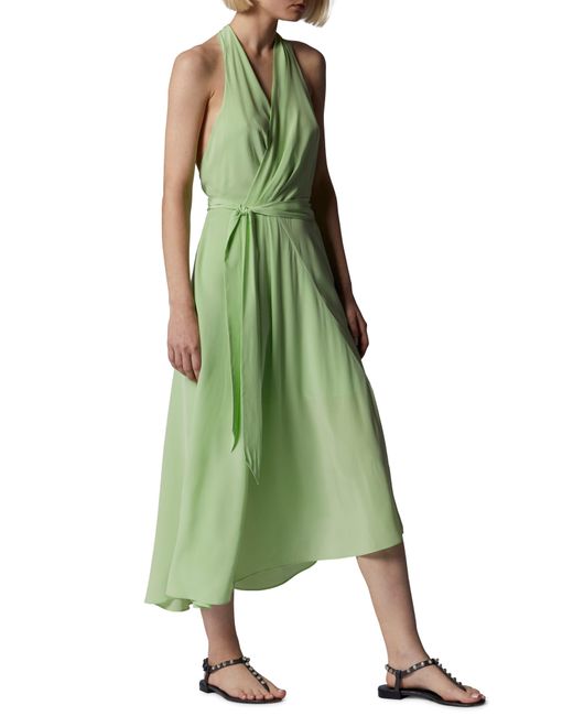 Equipment Green Alejandra Halter Silk Maxi Dress
