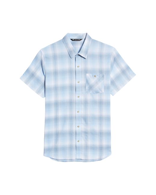 Travis Mathew Blue Champions Choice Plaid Short Sleeve Button-up Shirt for men