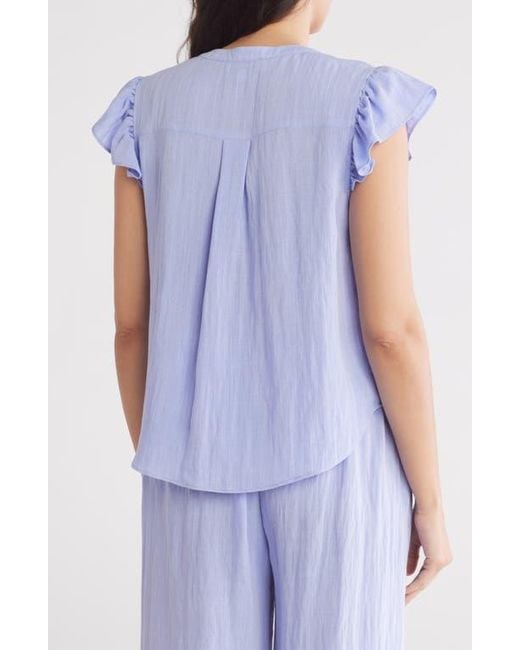 Gemma  Jane Blue Ruffled Button-Up Shirt