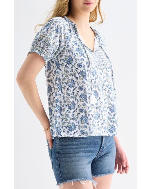 Lucky Brand Blue Split Neck Top