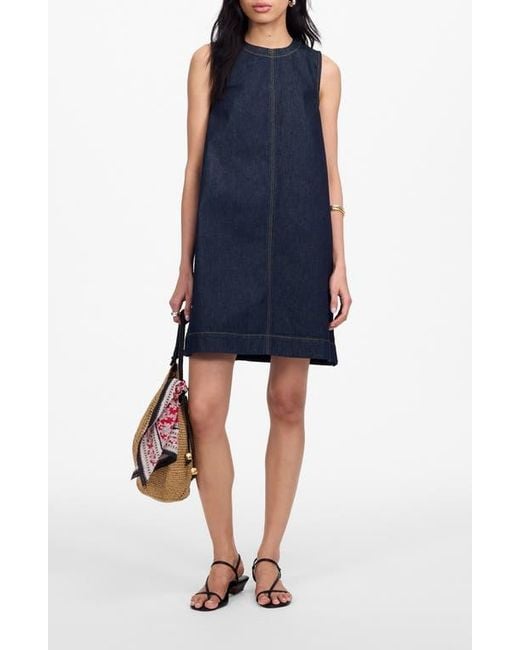 sachin and babi light blue dress Madewell Boxy Sleeveless Denim Shift Dress in Blue