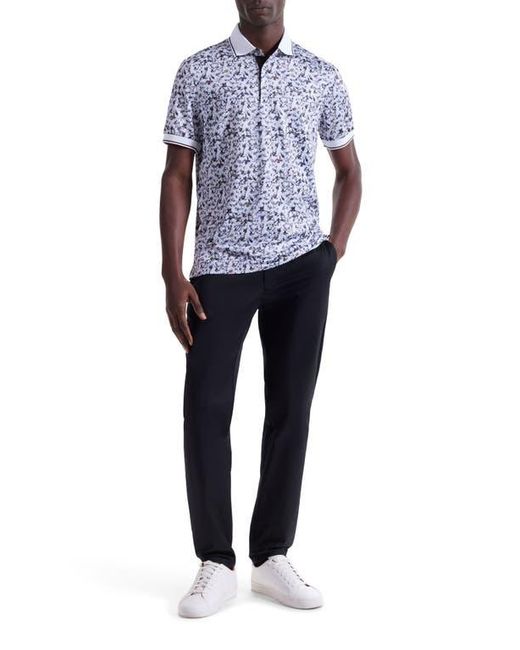 Bugatchi Blue Three-Button Performance Polo for men