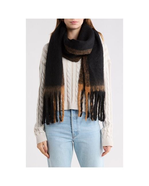 Steve Madden Black Pop Border Stripe Scarf