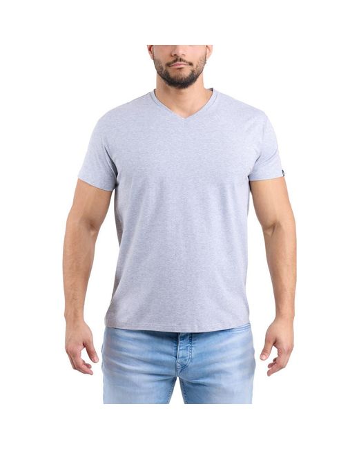 Xray Jeans Blue Soft Cotton-Blend V-Neck Tee for men
