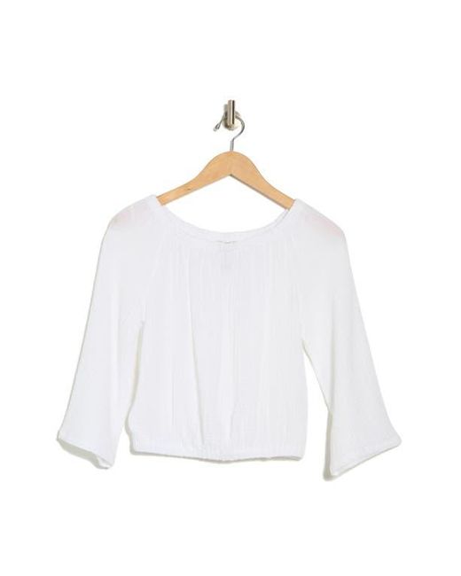 INDUSTRY REPUBLIC CLOTHING White Raglan Cotton Gauze Top