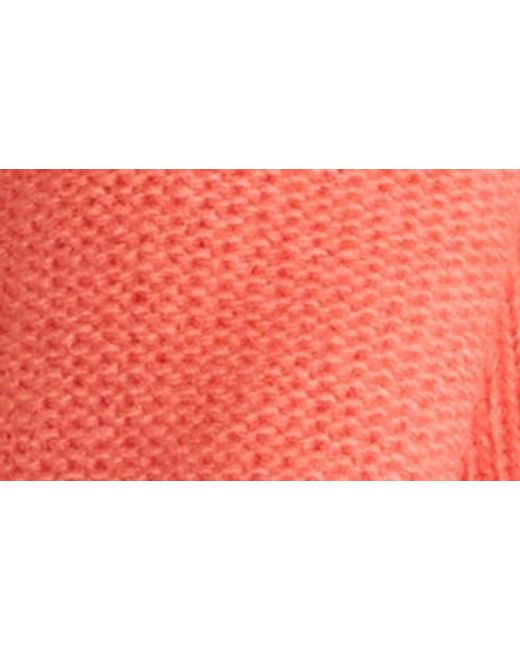Portolano Red Merino Wool Eyelash Fringe Wrap Scarf