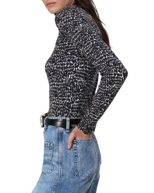 Rag & Bone Black Luca Print Long Sleeve Top
