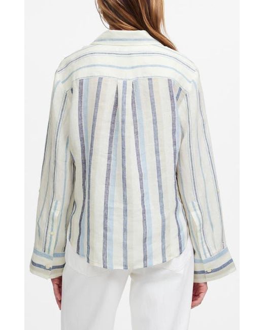 Madewell Gray Stripe Linen Button-Up Shirt
