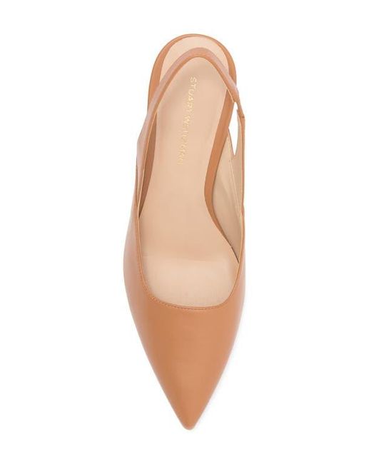 Stuart Weitzman Brown Zuri Slingback Leather Pump