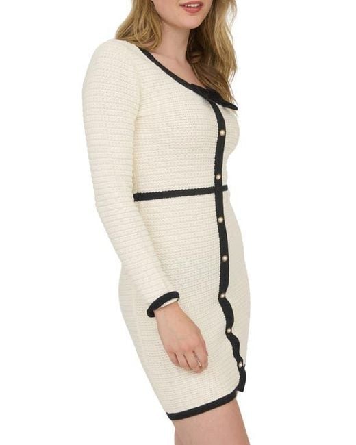 AUGUST SKY Natural Bow Long Sleeve Sweater Dress