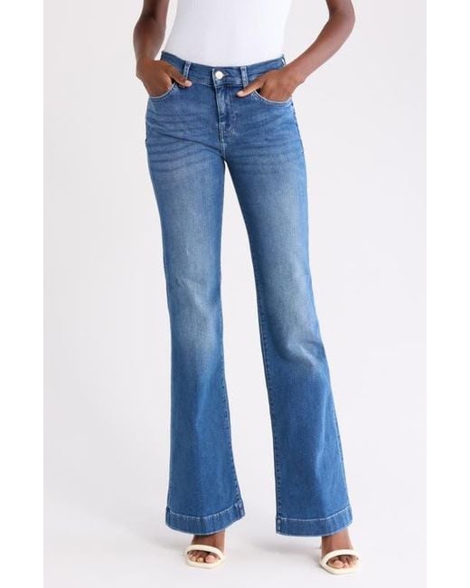 7 For All Mankind Blue Dojo Mid Rise Flare Jeans