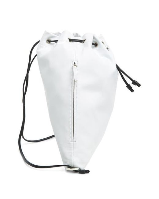 Longchamp White Recycled Drawstring Backpack