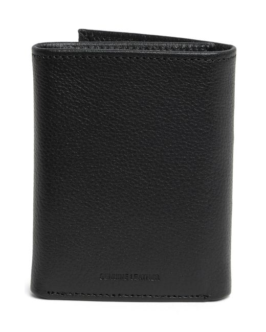 Original Penguin Black Pebbled Leather Trifold Wallet for men