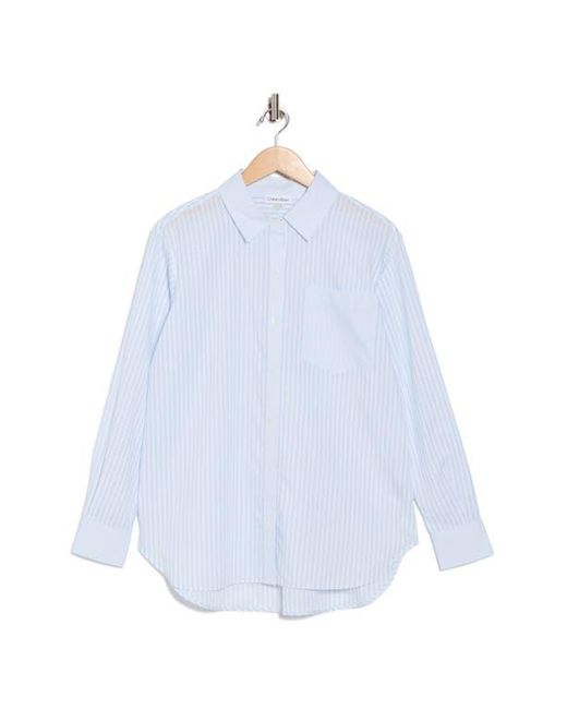 Calvin Klein Blue Stripe Cotton Button-Up Shirt