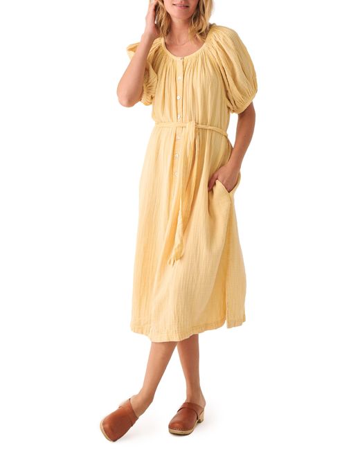 Faherty Brand Yellow Dream Cotton Double Gauze Midi Dress