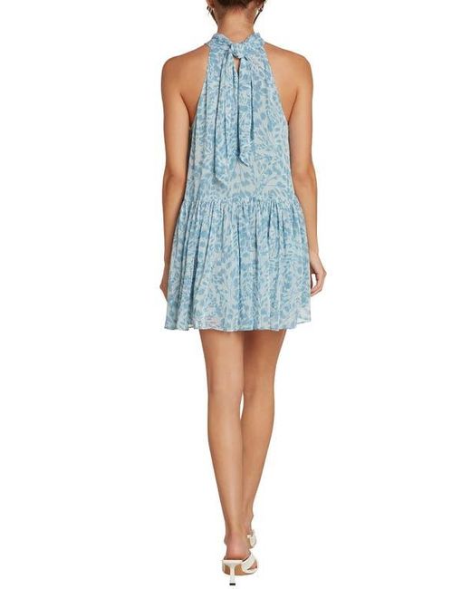 Matty M Blue Iris Leaf Halter Minidress