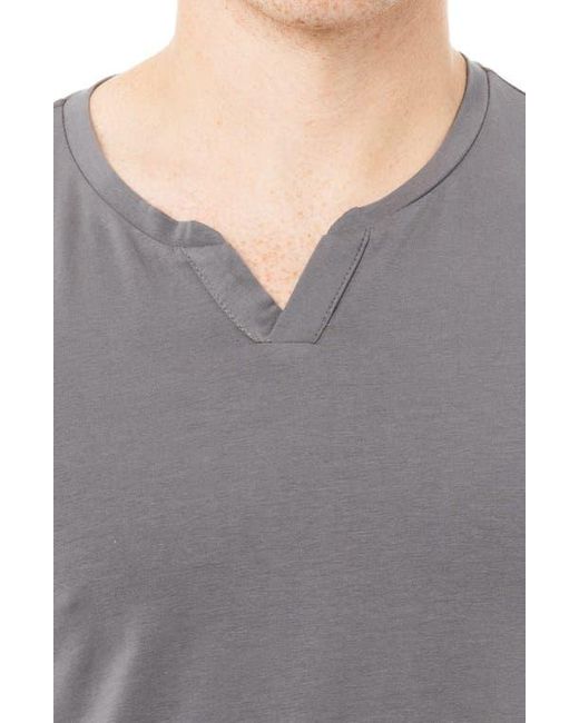 Xray Jeans Gray Split Neck Cotton Jersey Tee for men