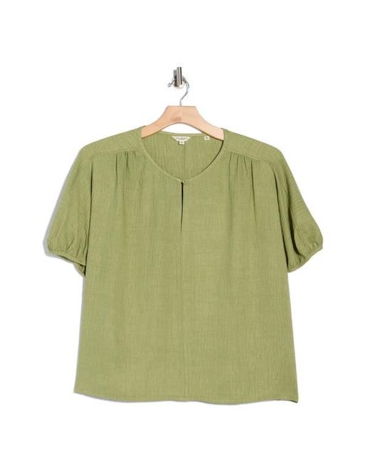 Max Studio Green Bubble Short Sleeve Top
