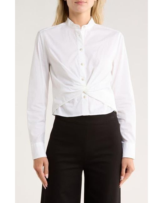 Rag & Bone White Rita Twist Front Cotton Button-Up Shirt
