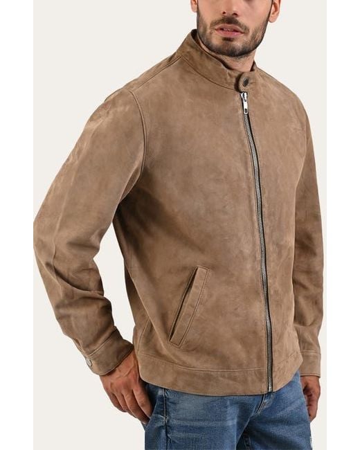 Frye Brown Cafe Leather Racer Jacket for men