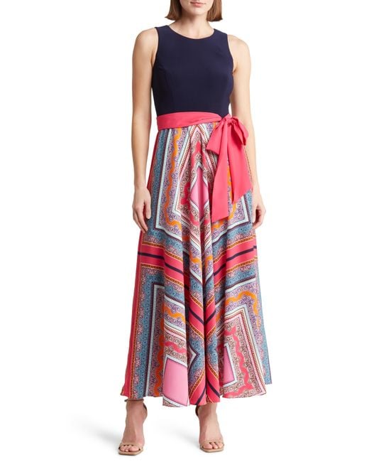 Eliza J Red Scarf Print Maxi Dress