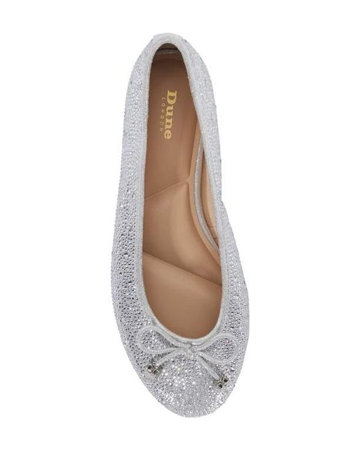 Dune White Hallis Embellished Ballet Flat