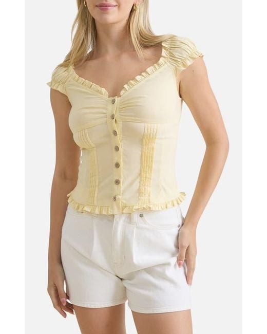 Blu Pepper White Cap Sleeve Button Top