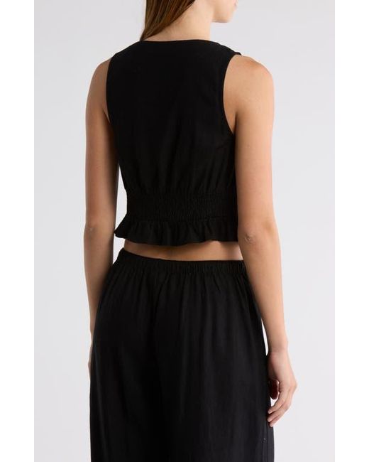 Abound Black Linen Button Front Vest