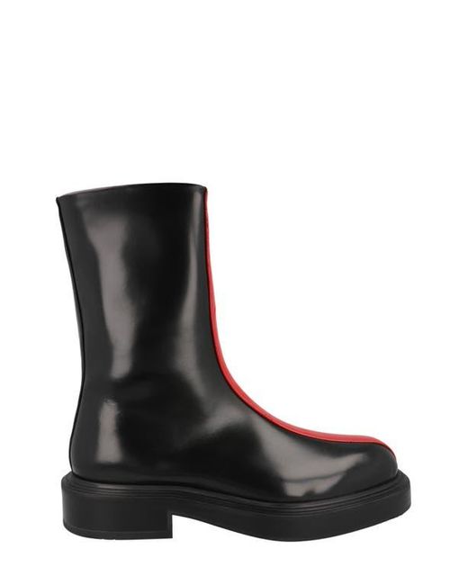 Ferragamo Black Contrasting Insert Leather Ankle Boot for men