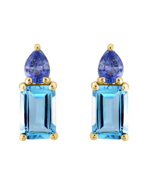 Effy 14k Yellow Gold Blue Topaz & Sapphire Stud Earrings