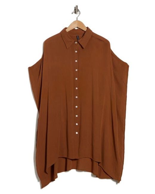 Boho Me Brown Sharkbite Button-Up Coverup