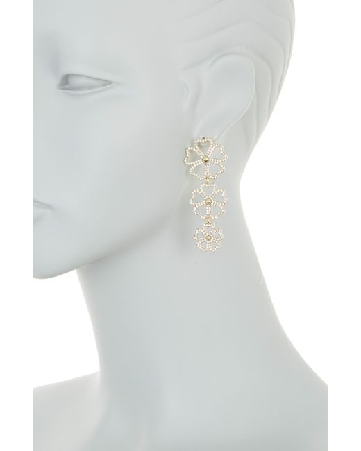 BaubleBar White Triple Crystal Flower Drop Earrings