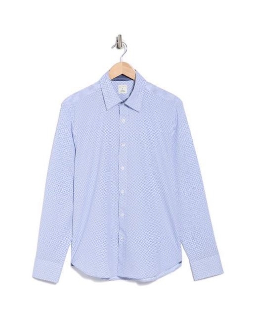 Con.struct Blue Micro Geometric Print Stretch Button-Up Shirt for men