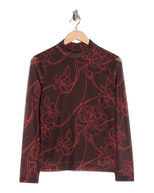 Sanctuary Red Mesh Mock Neck Top