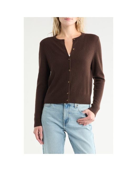 Nordstrom Black Crewneck Cashmere Cardigan