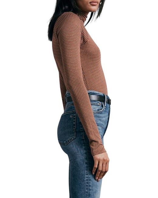 Rag & Bone Blue Shaw Geo Print Paneled Funnel Neck Top
