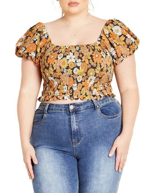 City Chic Blue Naomi Smocked Off The Shoulder Top