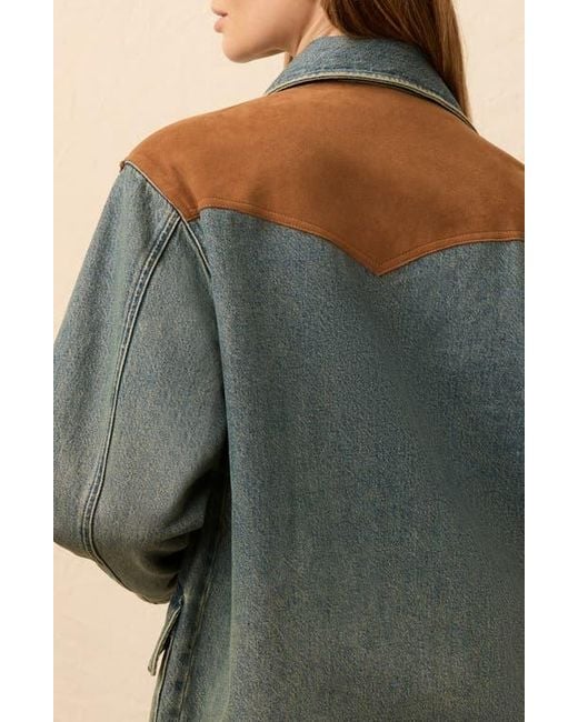 Faherty Brand Green Denim & Suede Jacket