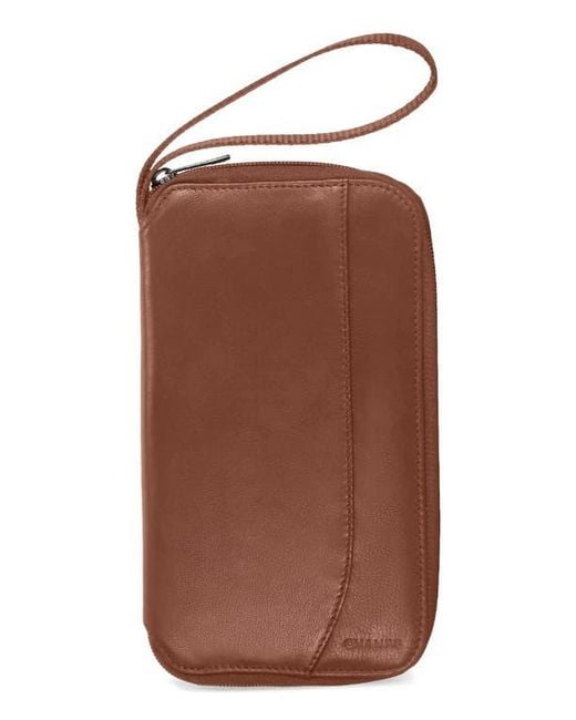 CHAMPS Brown Leather Passport Case