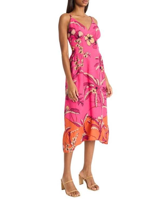 DONNA MORGAN FOR MAGGY Floral Linen Blend Fit & Flare Midi Dress in Red | Lyst DONNA MORGAN FOR MAGGY Floral Linen Blend Fit & Flare Midi Dress in Red | Lyst