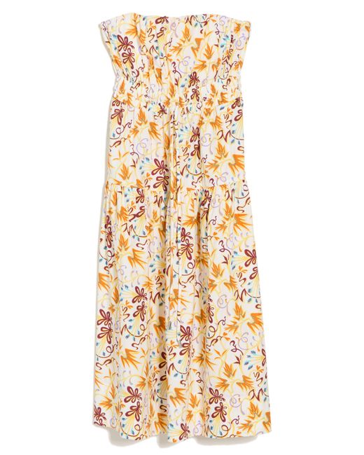 A.L.C. Multicolor Clark Floral Strapless Cotton Midi Dress