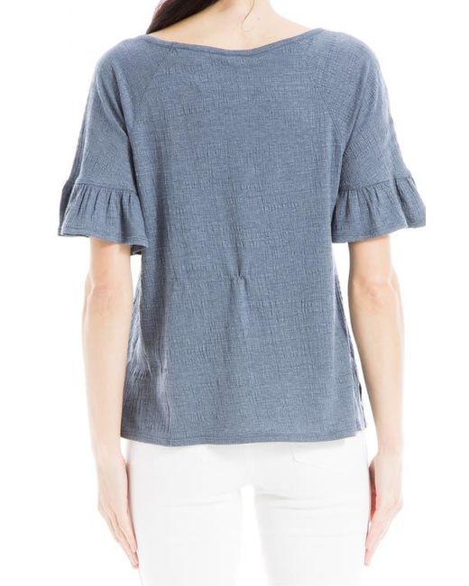 Max Studio Blue Flutter Texture Knit T-Shirt