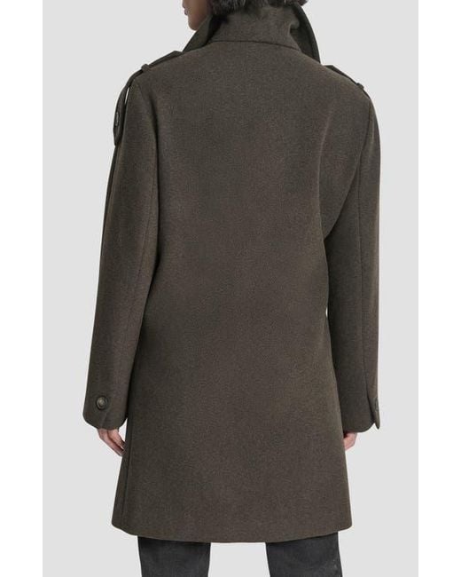 DKNY Gray Double Breasted Wool Blend Military Coat